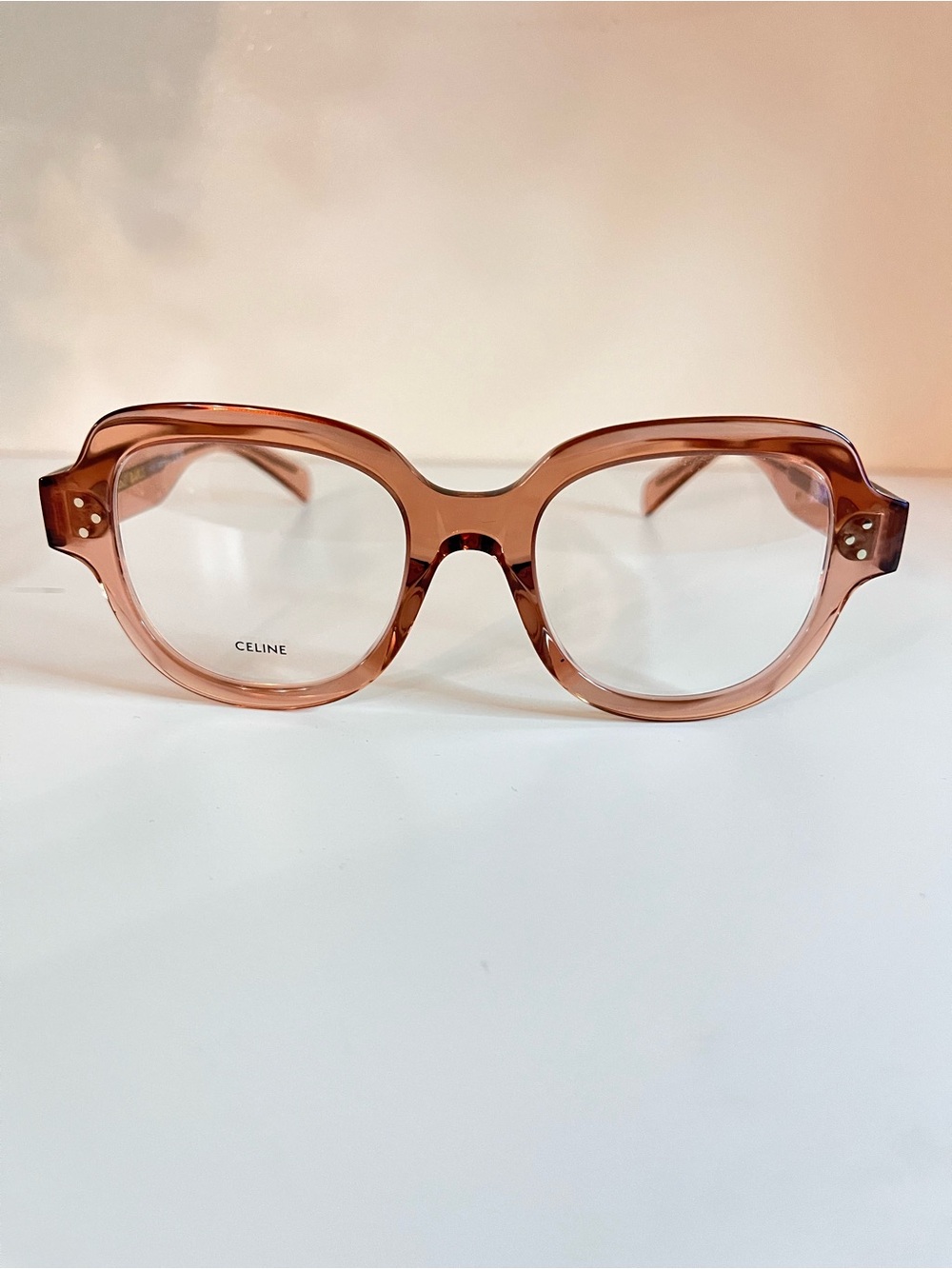 Celine Pink Transparent Round Acetate Optical Glasses